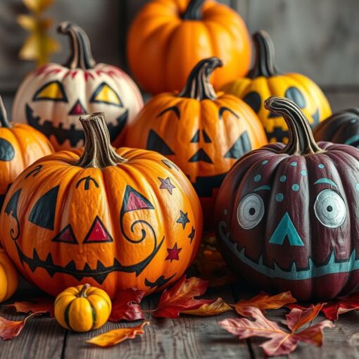 bemalte Kürbis Gesichter malen