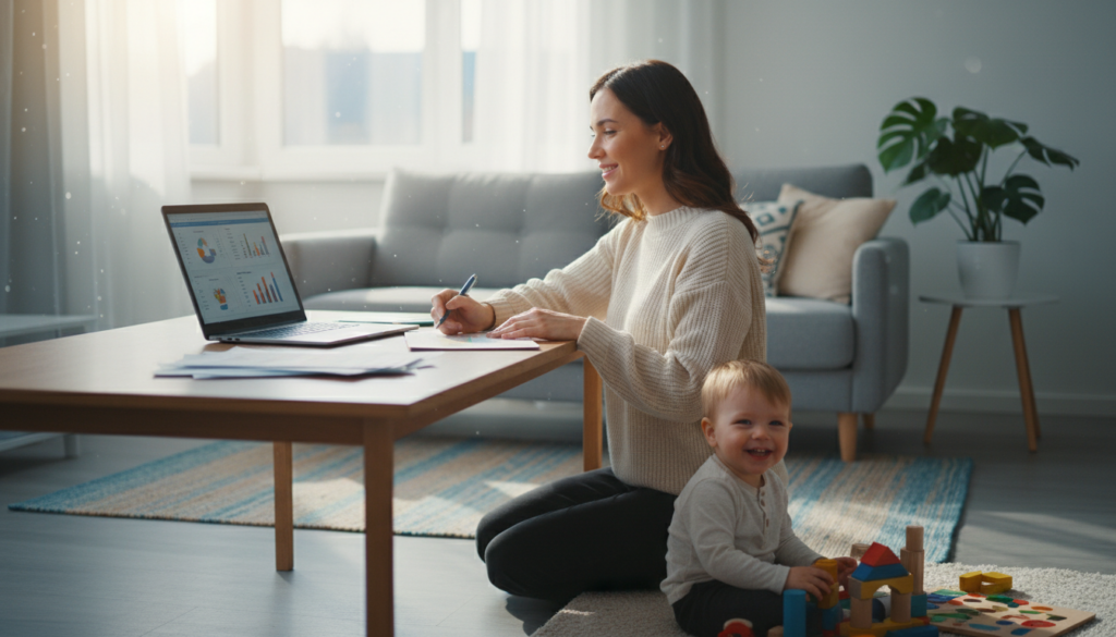 Balance zwischen Arbeit, Kindern und Selbstfürsorge