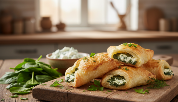 Blätterteig mit Spinat und Frischkäse