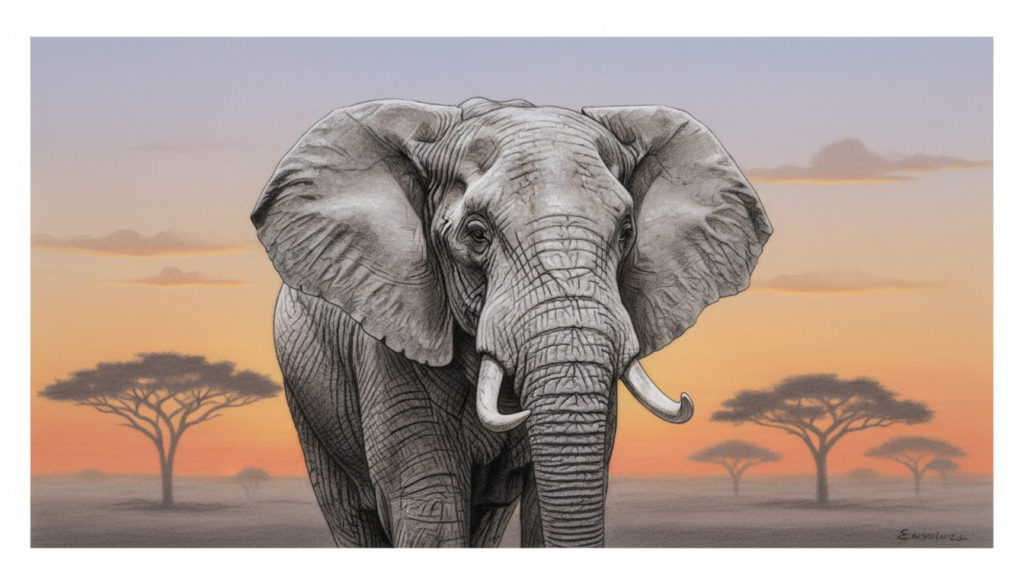 Linien und Schattierungen Elefant