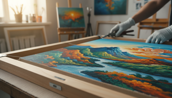 Fertiges Bild auf Keilrahmen spannen