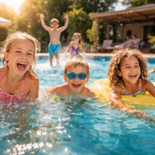 Kinderlachen mit einem Pool