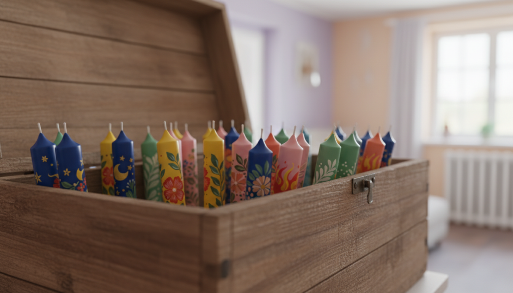 Sichere Lagerung bemalter Kerzen