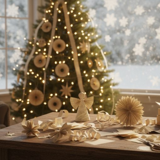 Basteln mit Buchseiten Weihnachten