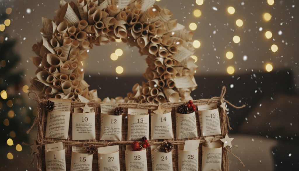 DIY Adventskalender und Kränze aus Buchseiten