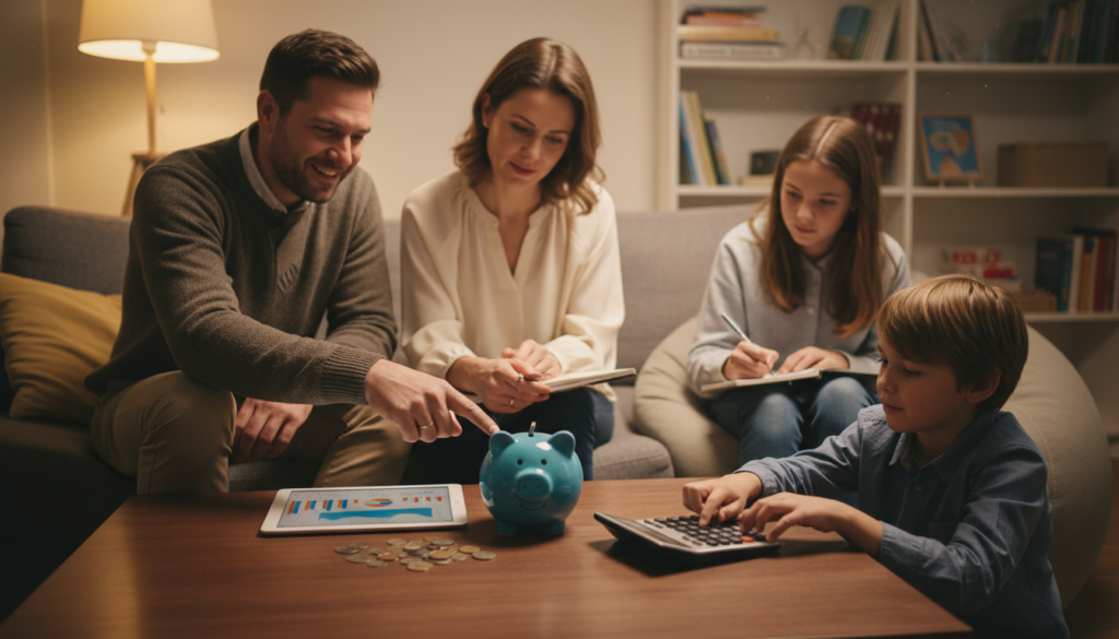 Familie spricht über Geld