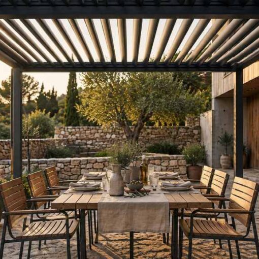 überdachte Terrasse mit Pergola